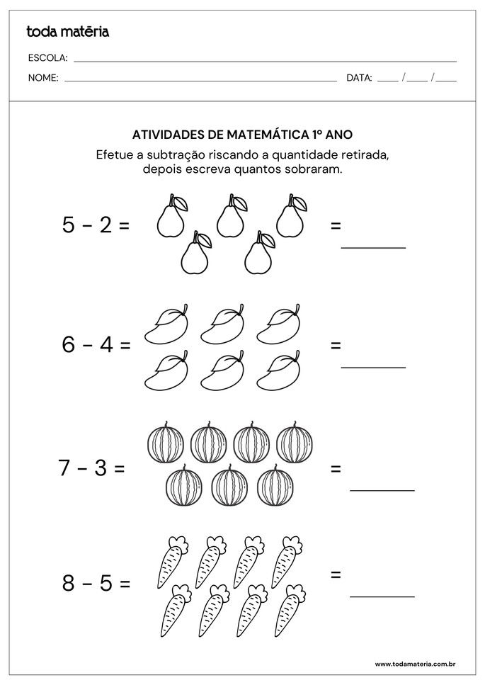 Atividade de matemática para 1º ano do fundamental.
