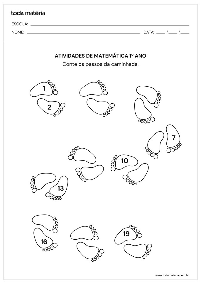 Atividade de matemática para 1º ano do fundamental.