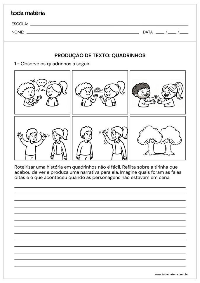Atividades de produ&ccedil;&atilde;o de textos para o 5&ordm; ano (para imprimir).