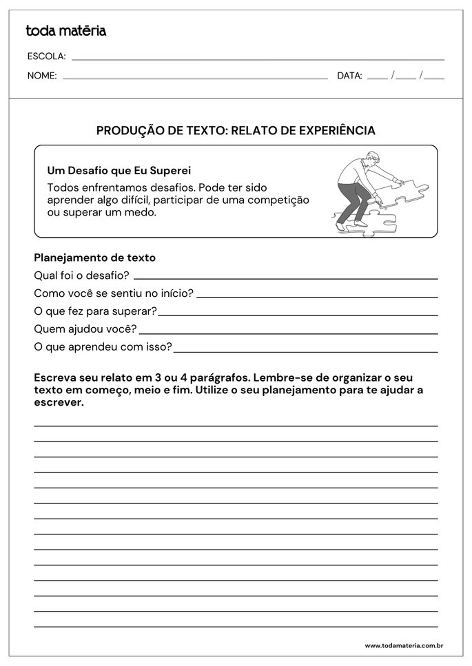 Atividades de produ&ccedil;&atilde;o de textos para o 5&ordm; ano (para imprimir).