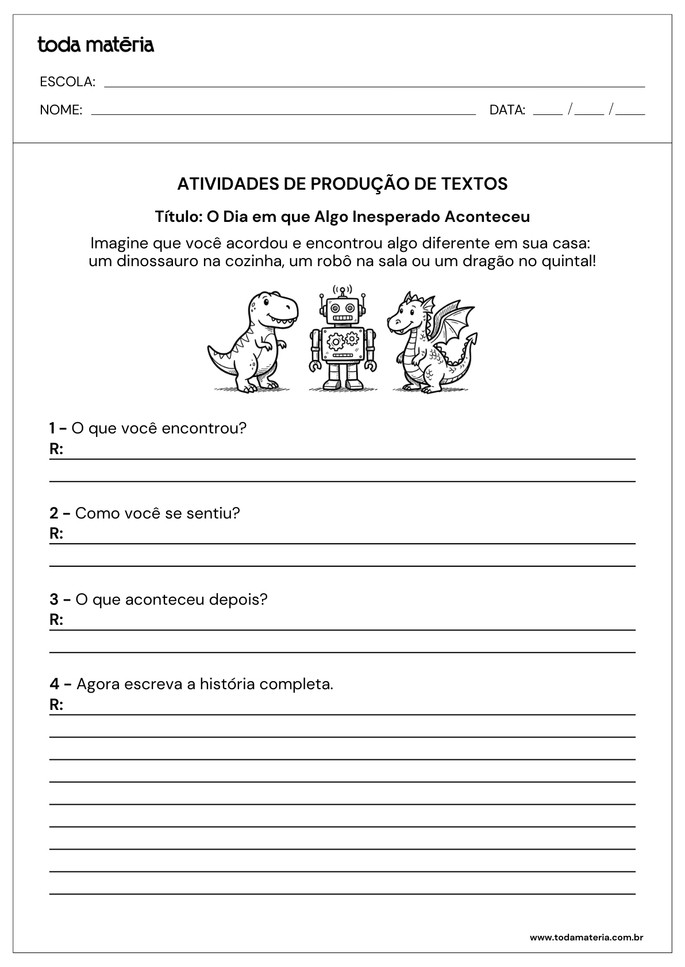 Atividades de produ&ccedil;&atilde;o de textos para o 2&ordm; ano do Fundamental