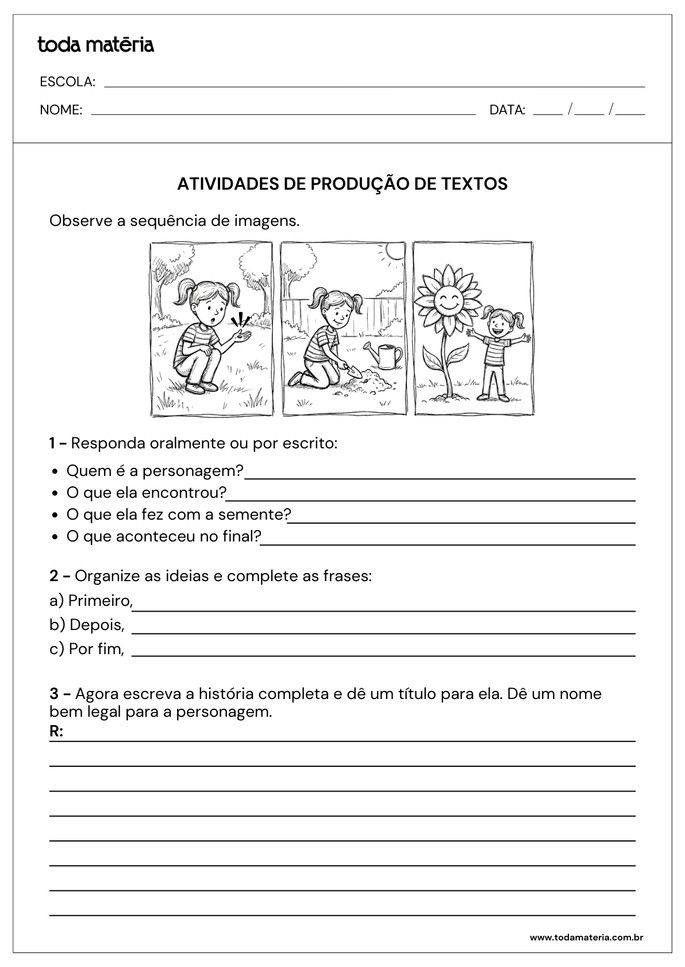 Atividades de produ&ccedil;&atilde;o de textos para o 2&ordm; ano do Fundamental