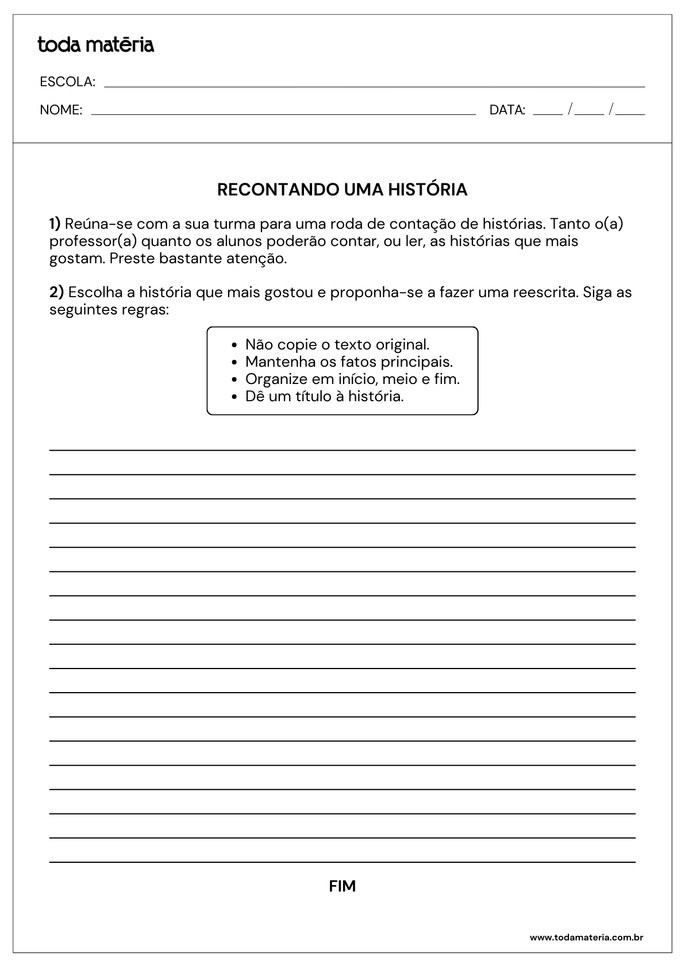 Atividades de produ&ccedil;&atilde;o de textos para o 3&ordm; ano do Fundamental.