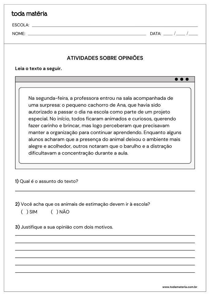 Atividades de produ&ccedil;&atilde;o de textos para o 3&ordm; ano do Fundamental.