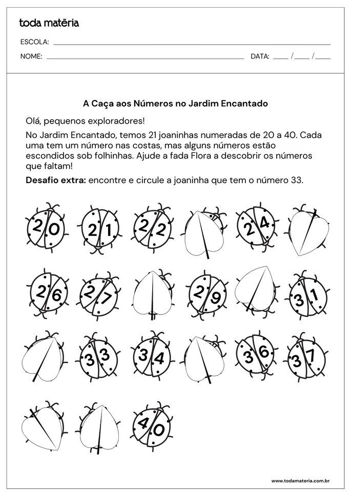 atividade de sequência numérica para educação infantil_folha 2