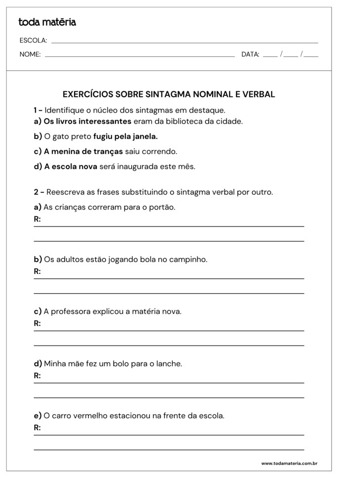 atividades-de-sintagma-nominal-e-verbal-identifique e reescrevas frases