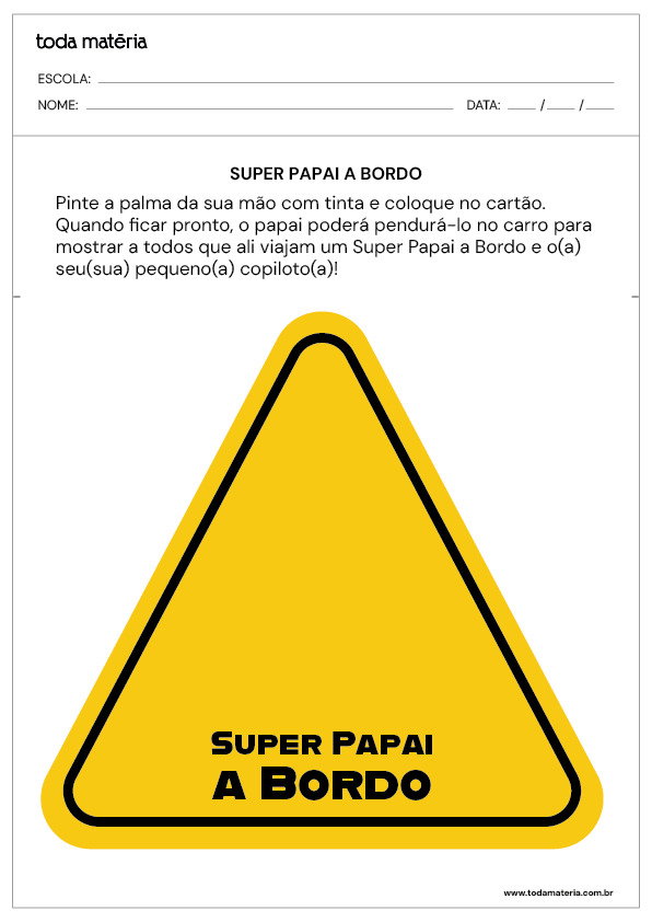 cart&atilde;o para pendurar no carro de lembran&ccedil;a para dia dos pais