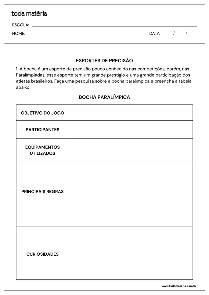 atividade de pesquisa sobre esporte de precisão_bocha