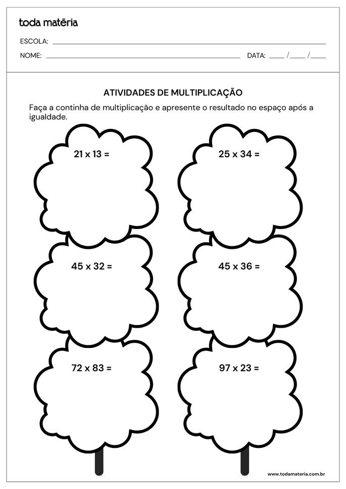 Atividade 1 multiplicação com dois algarismos