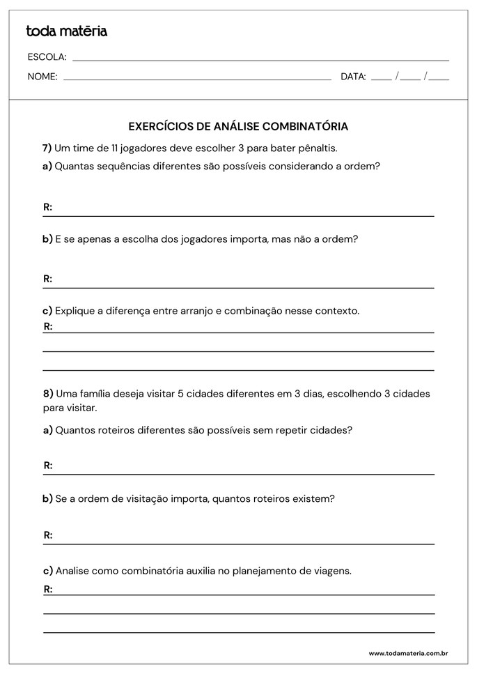 atividades sobre análise combinatória para 2º ano do ensino médio_folha 4