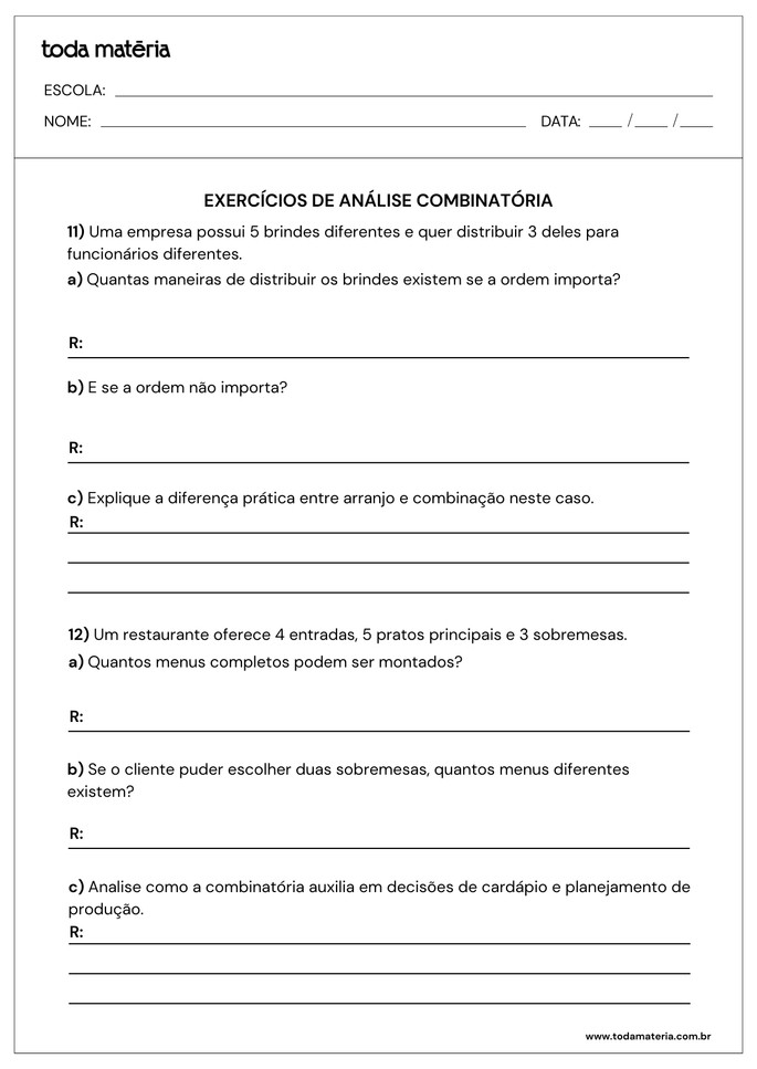 atividades sobre análise combinatória para 2º ano do ensino médio_folha 6