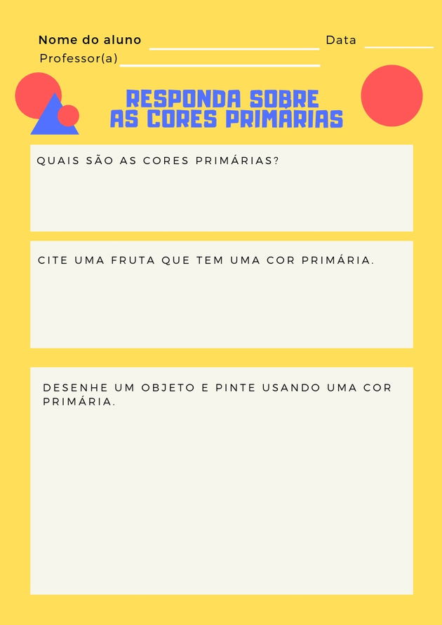 atividade sobre as cores primárias