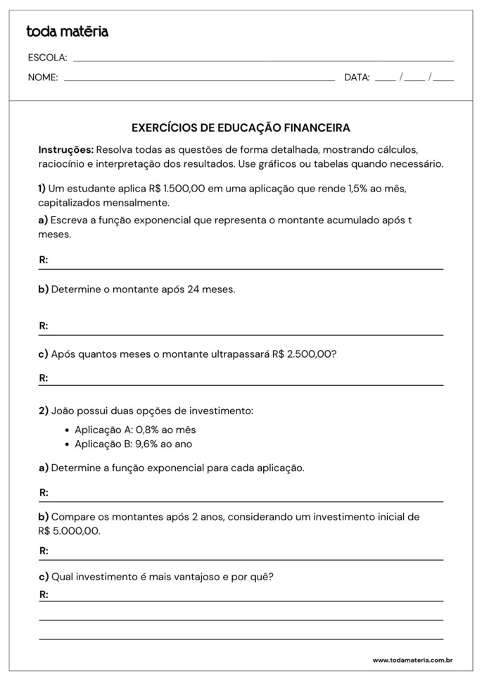 atividades sobre educação financeira para 2º ano do ensino médio_folha1