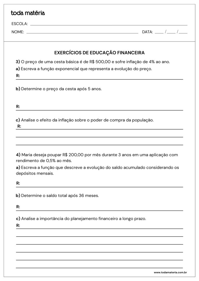 atividades sobre educação financeira para 2º ano do ensino médio_folha2