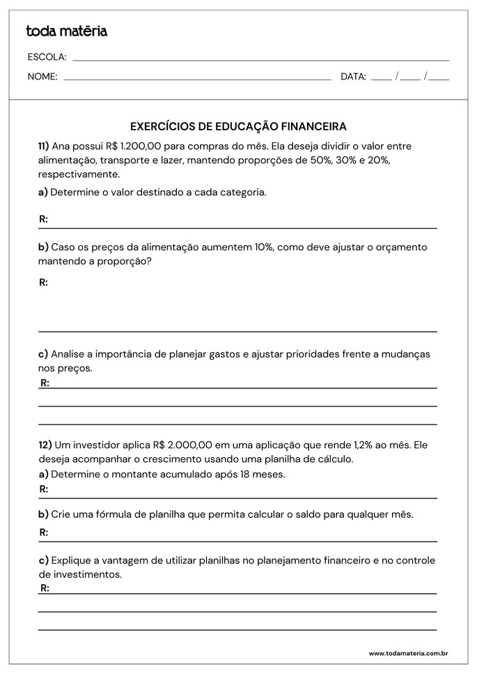 atividades sobre educação financeira para 2º ano do ensino médio_folha6