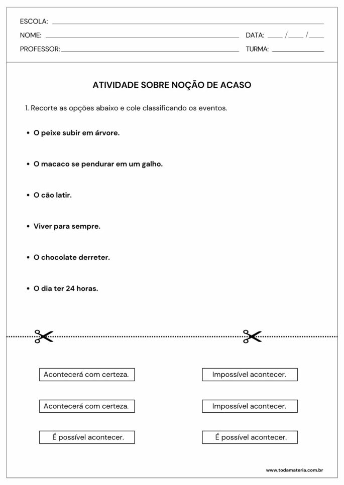 Atividade sobre noção de acaso