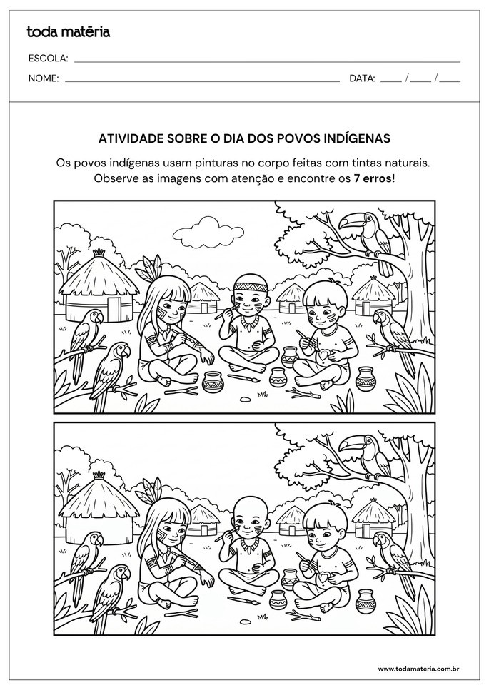 Jogo dos 7 erros para o dia dos povos ind&iacute;genas