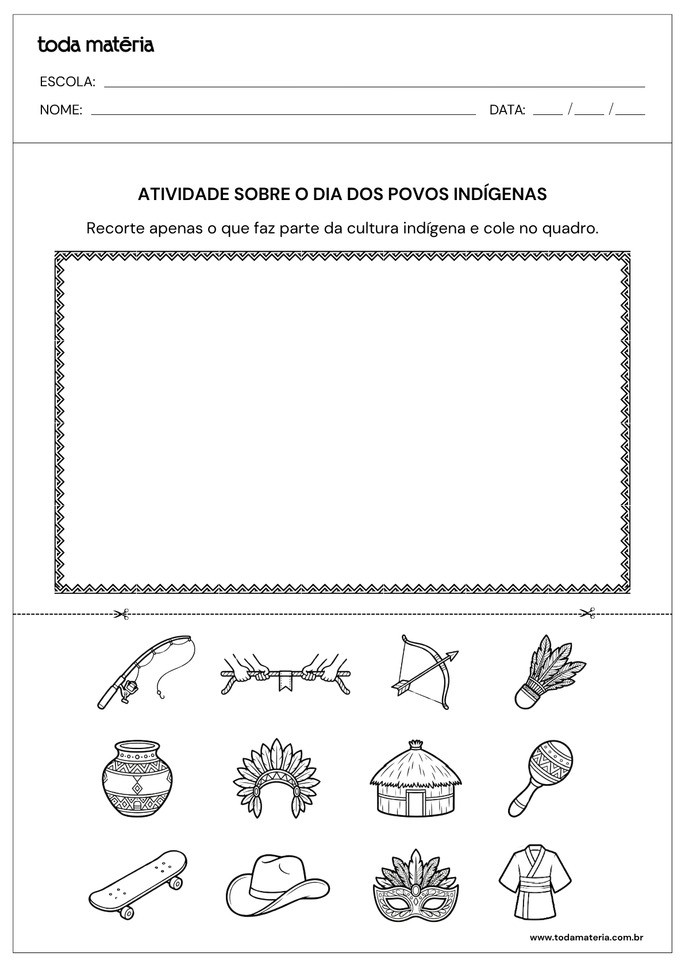 Atividade para identificar apenas objetos relacionados aos povos ind&iacute;genas