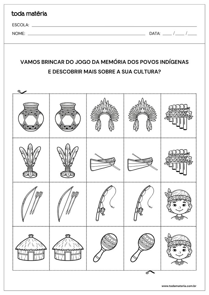 Jogo da mem&oacute;ria para o dia dos povos ind&iacute;genas