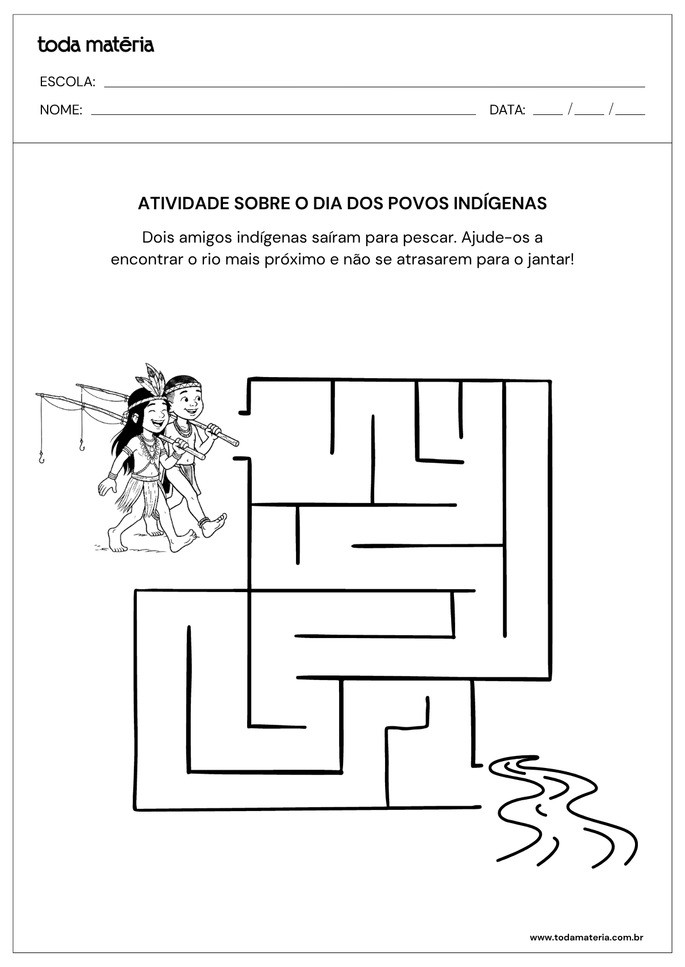 Jogo do labirinto para o dia dos povos ind&iacute;genas