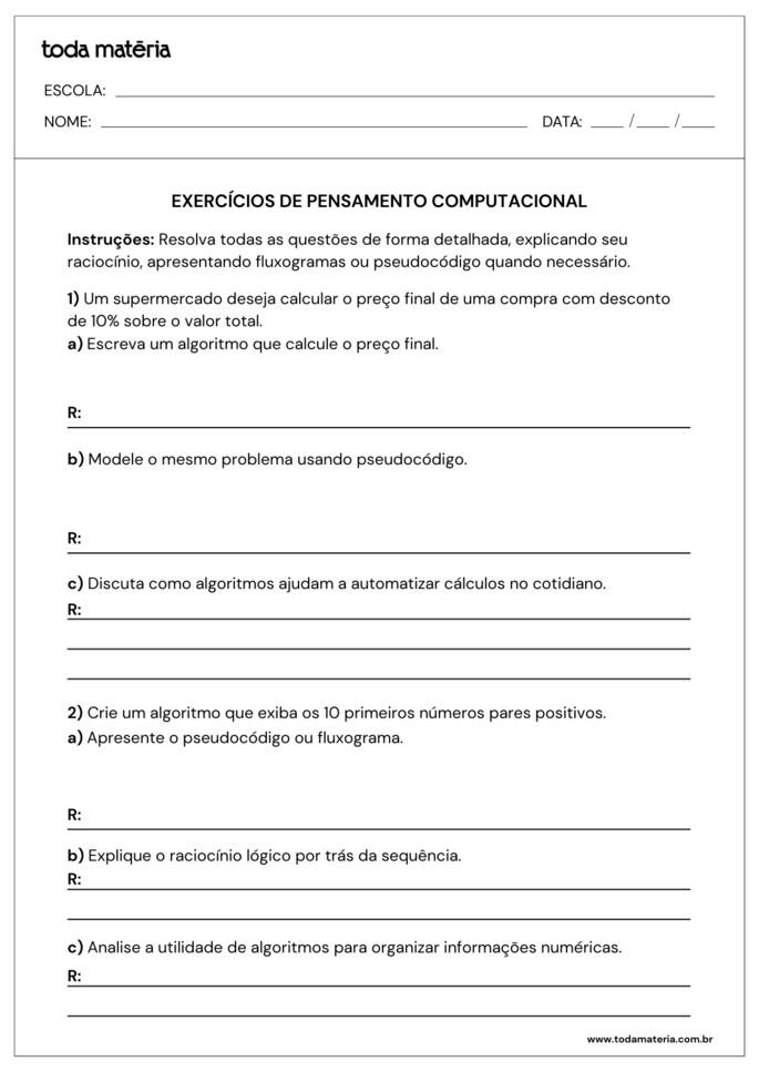 atividades sobre pensamento computacional para 2º ano do ensino médio_folha 1