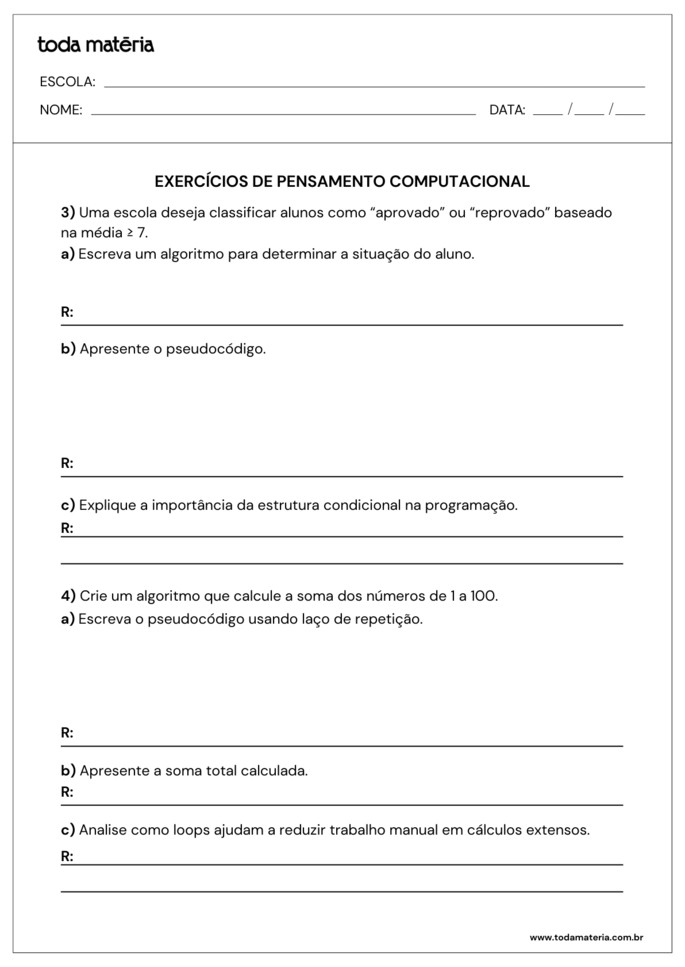 atividades sobre pensamento computacional para 2º ano do ensino médio_folha 2
