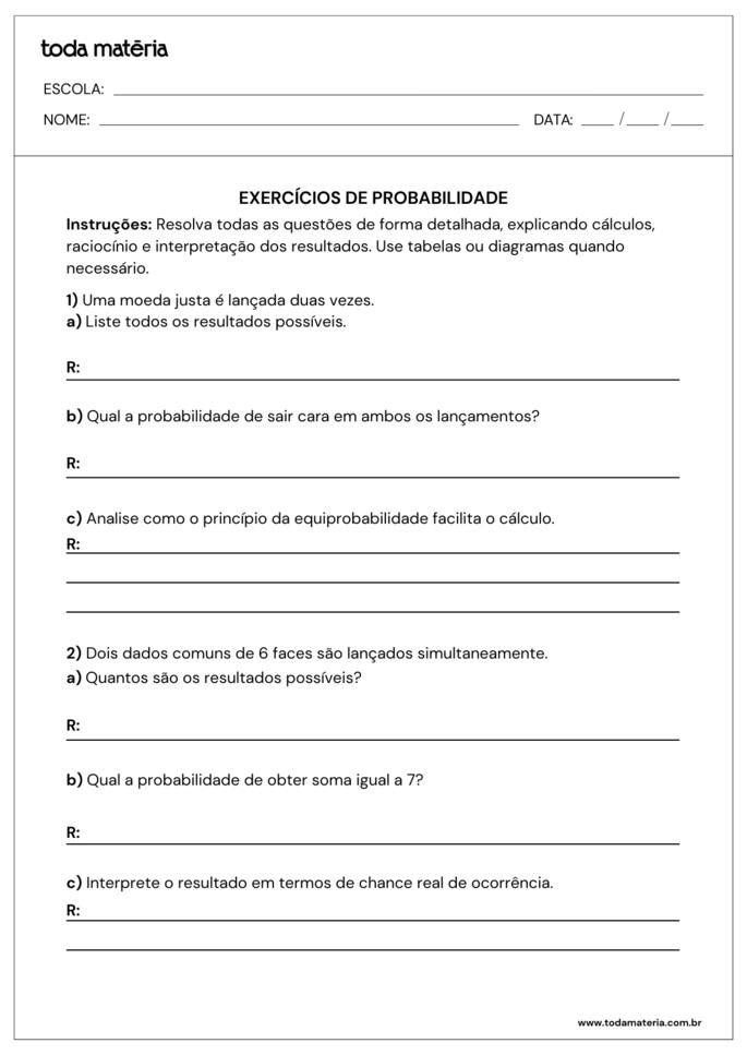 atividades sobre probabilidade para 2º ano do ensino médio_folha 1