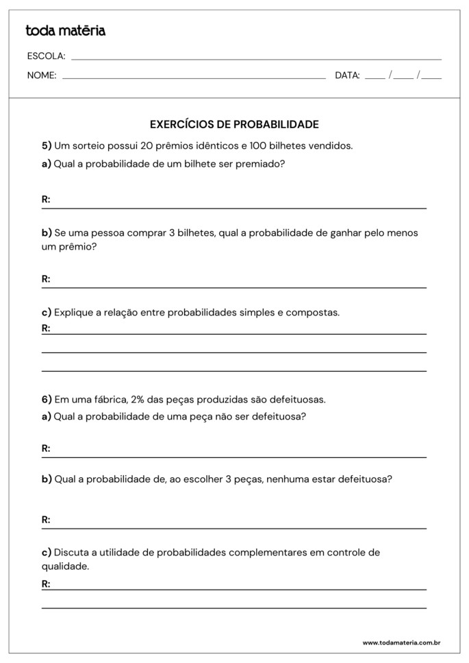 atividades sobre probabilidade para 2º ano do ensino médio_folha 3