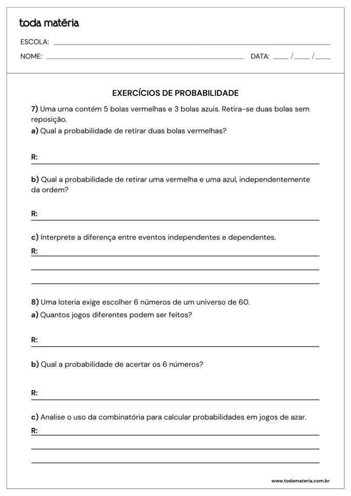 atividades sobre probabilidade para 2º ano do ensino médio_folha 4