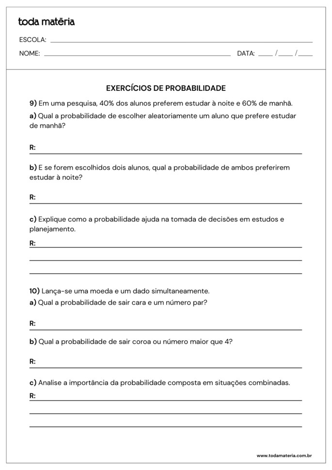 atividades sobre probabilidade para 2º ano do ensino médio_folha 5