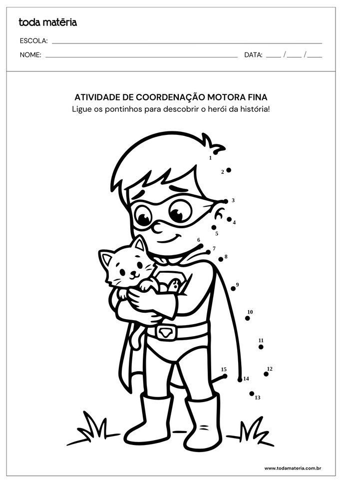 Atividade de coordena&ccedil;&atilde;o motora fina para ligar pontos