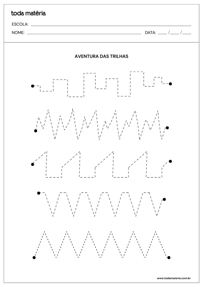 Atividade de coordena&ccedil;&atilde;o motora grossa para caminhar em diferentes trilhos