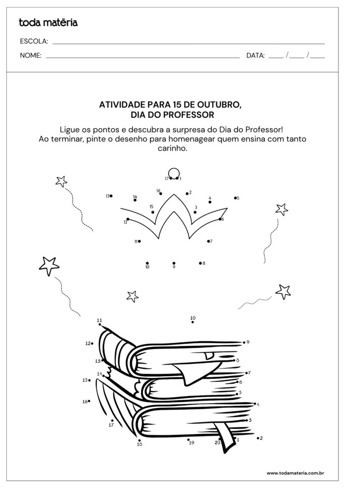 atividade de ligar pontos para descobrir qual a imagem para o Dia do Professor