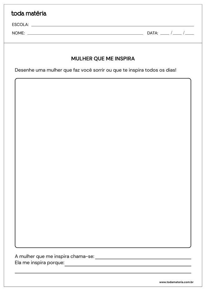 Atividade de desenho sobre o Dia Internacional das Mulheres