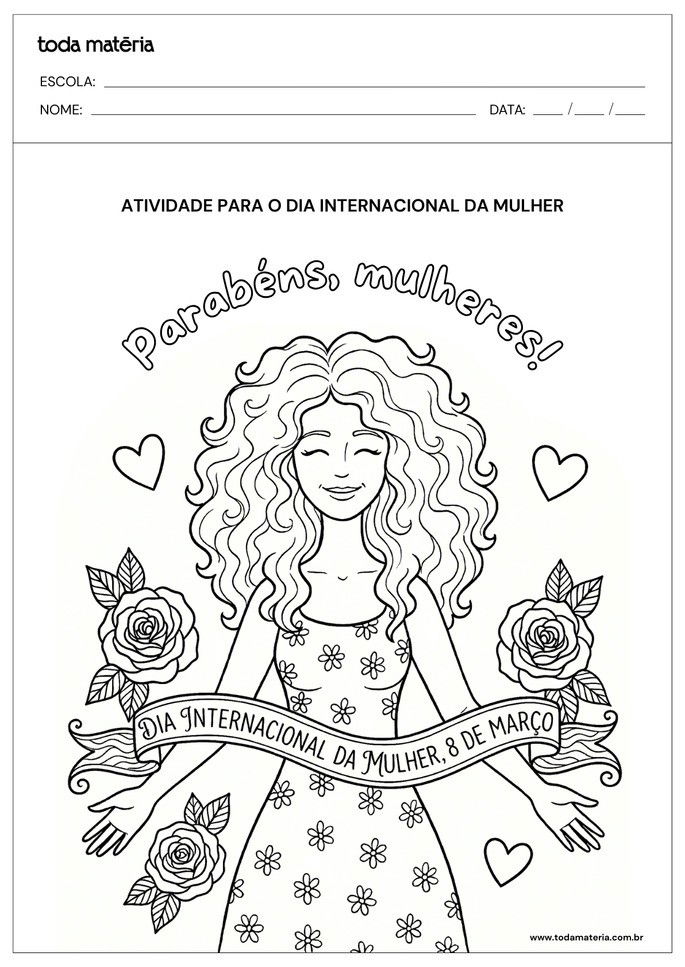 Atividade de pintura sobre o Dia Internacional das Mulheres