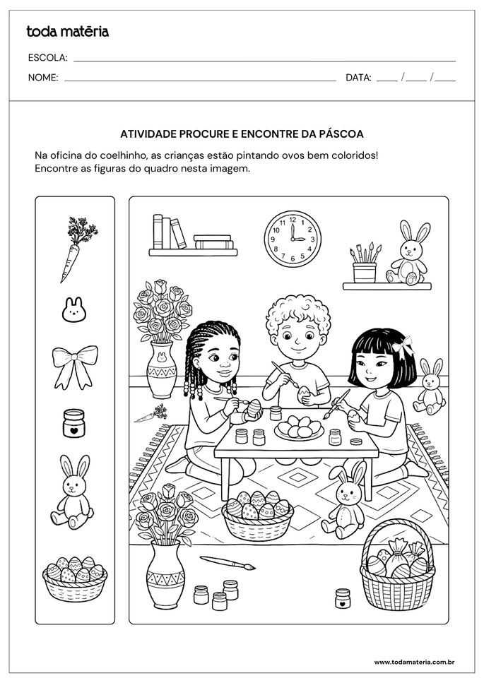 Atividade procure e encontre para educa&ccedil;&atilde;o infantil com o tema P&aacute;scoa