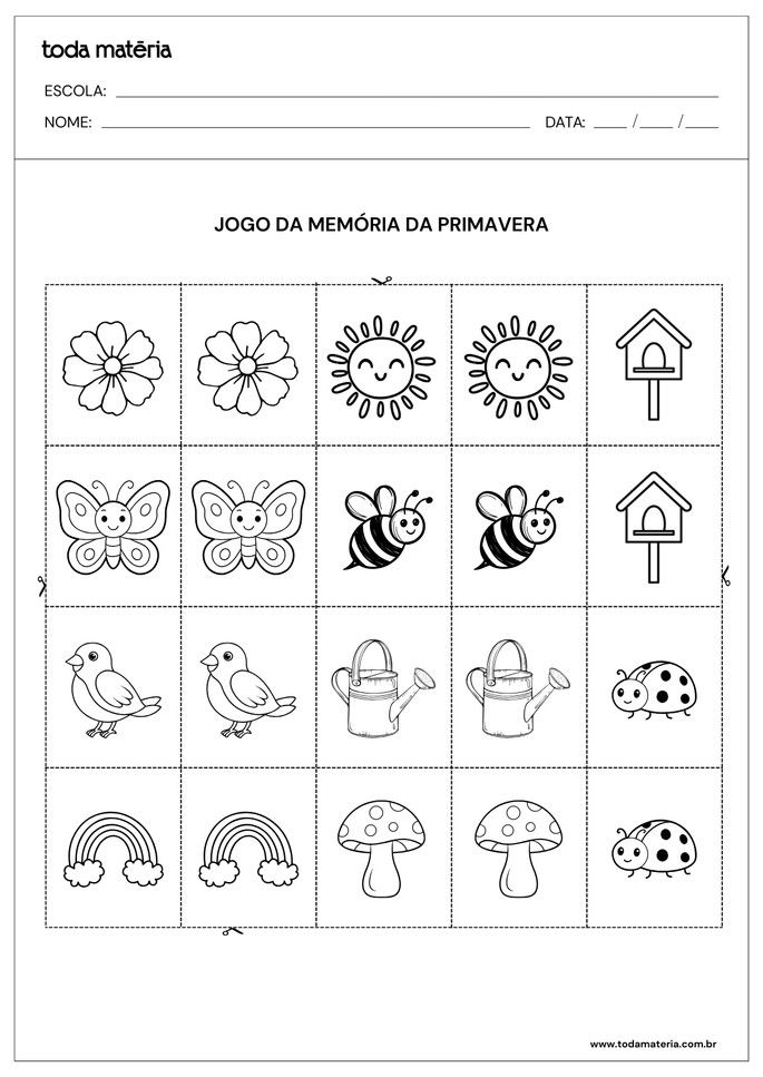 jogo da memória da primavera para educação infantil