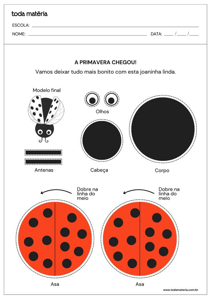 atividade da primavera para educação infantil_confecção de joaninha com dobradura e colagem
