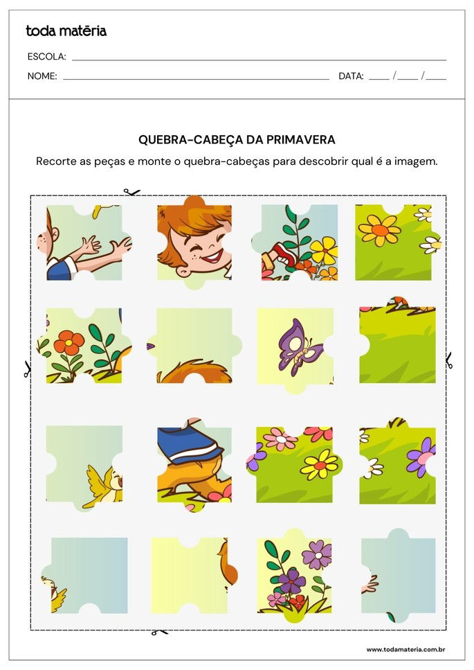 quebra-cabeça da primavera para educação infantil