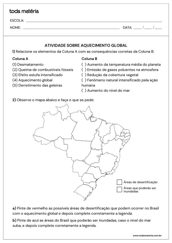 Folha de atividade 3 - Aquecimento Global