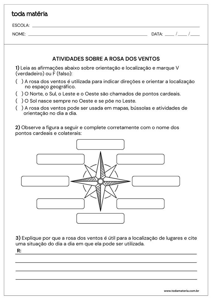 Folha de Atividade 1 - Rosa dos Ventos