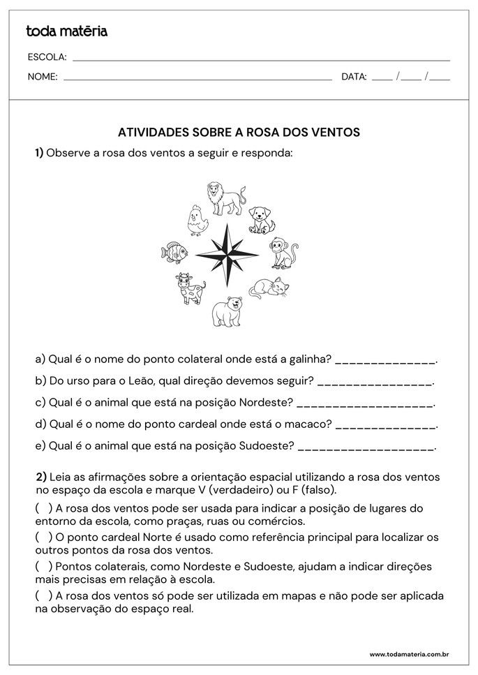 Folha de Atividade 3 - Rosa dos Ventos
