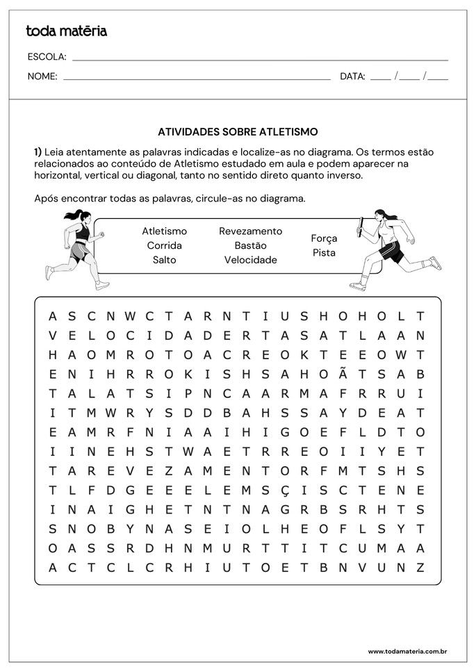 Ca&ccedil;a-palavras sobre atletismo