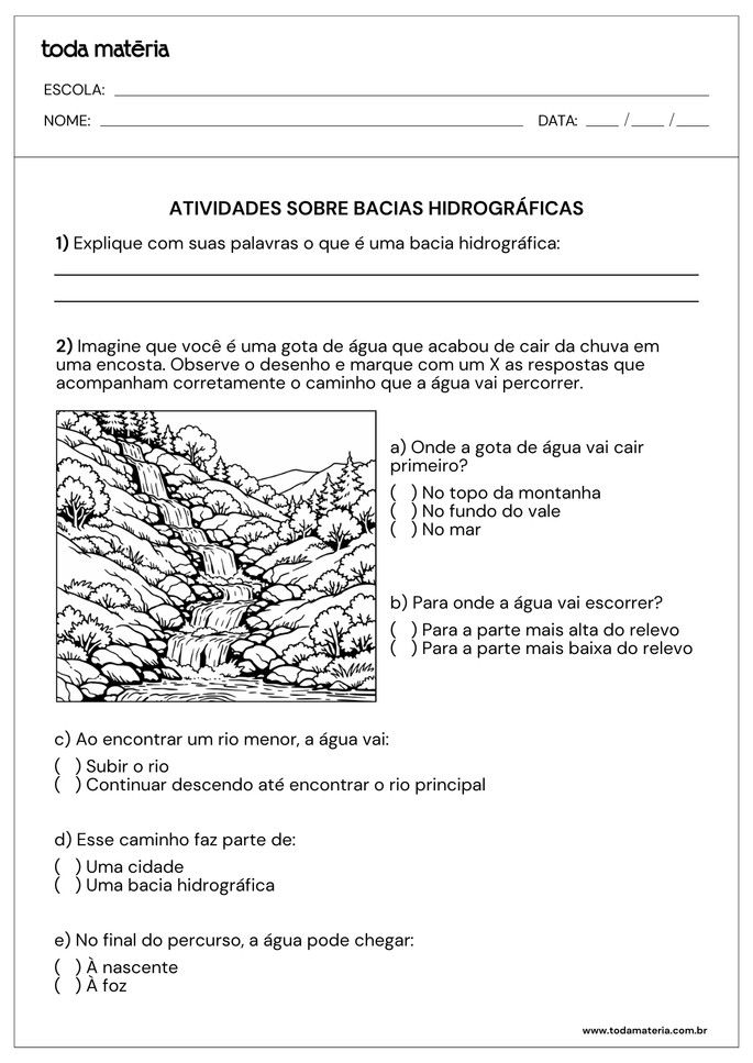 Folha de atividade 5 - Bacias Hidrogr&aacute;ficas