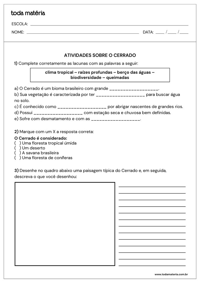 Folha de atividades 3 - Cerrado