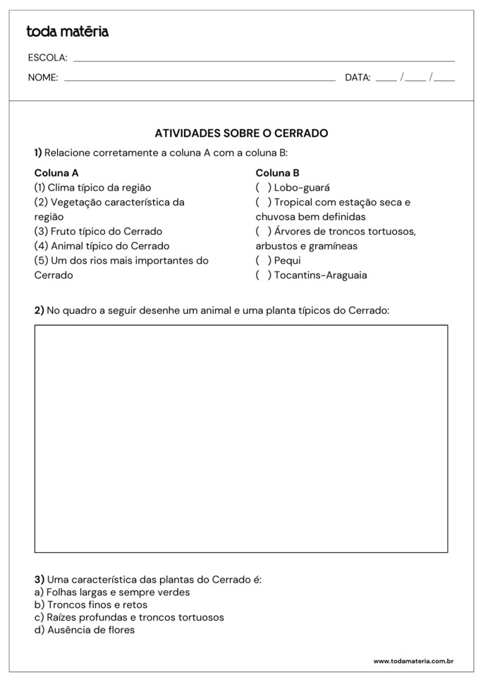 Folha de atividade 5 - Cerrado