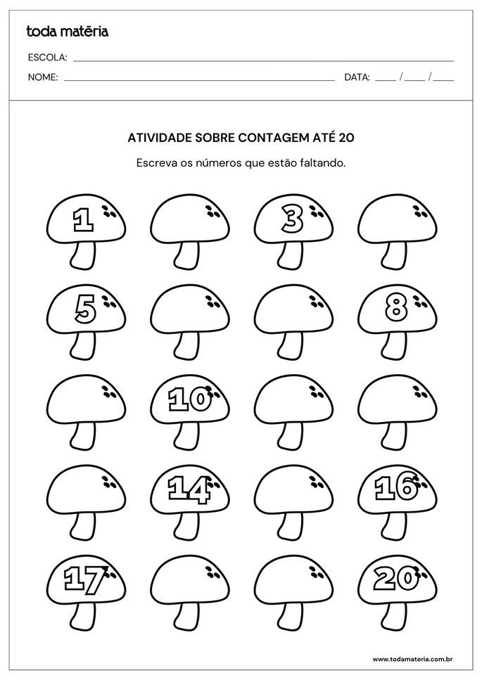 Atividades de contagem at&eacute; 20