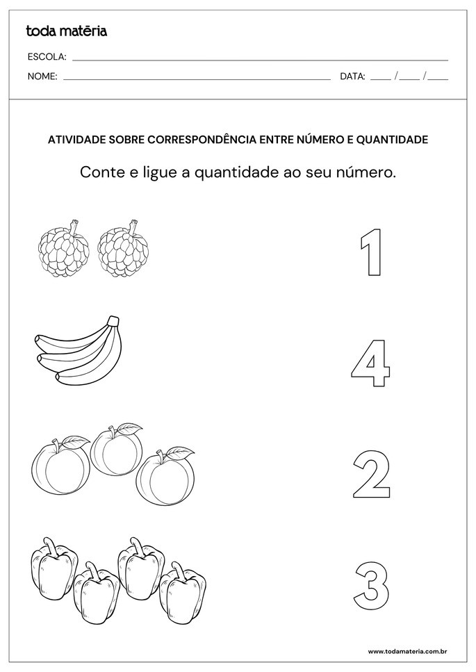 Atividades sobre correspond&ecirc;ncia n&uacute;mero e quantidade