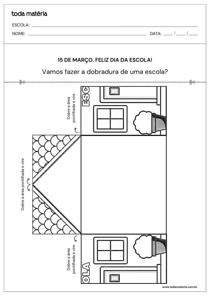 Atividade de dobradura para o Dia da Escola