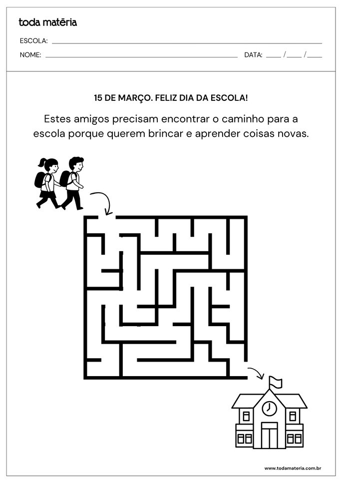 Atividade de labirinto para o Dia da Escola